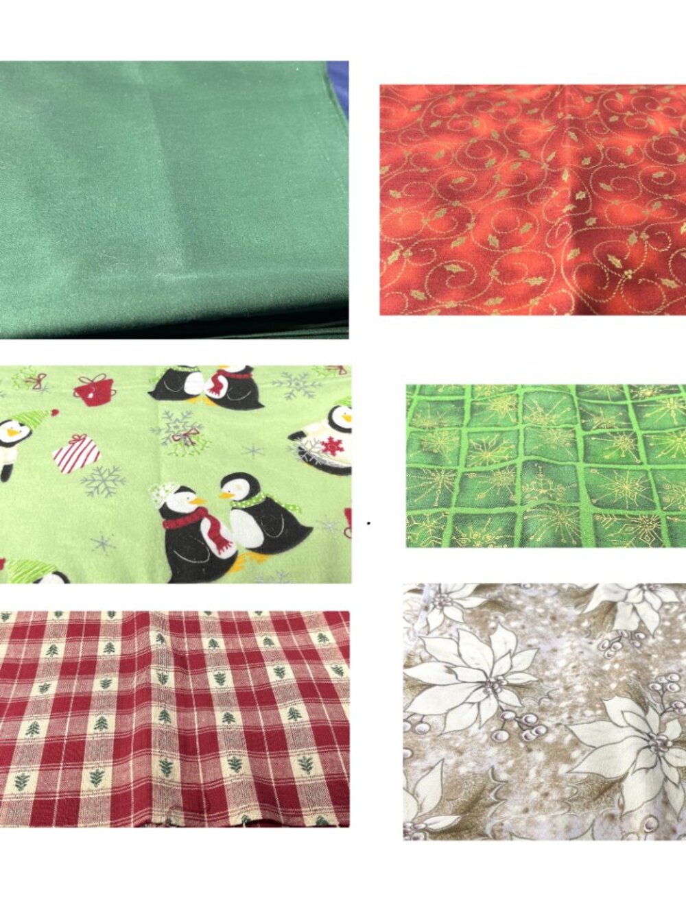 Christmas Fabric, 6 Pieces of Different Design, NWOT, Unbranded